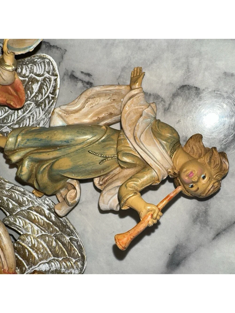 3 Vintage Flying Angel Set Ornaments Italy Depose Resin 5